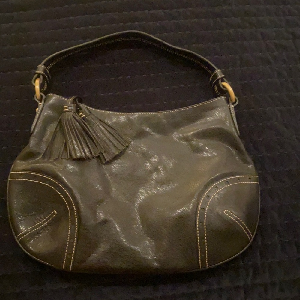 Leather Talbots bag with tassel- 1990s style